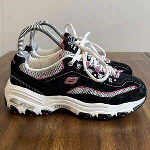 Skechers D’Lites Black and Pink Sneakers 11860 Womens Size 6
